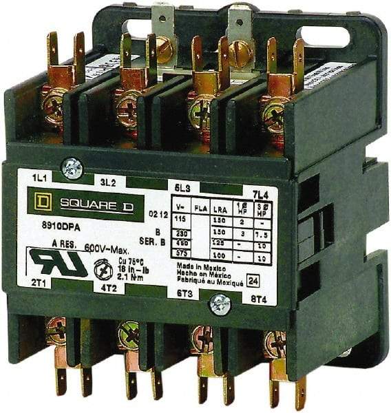 Square D - 4 Pole, 30 Amp Inductive Load, Definite Purpose Contactor - 40 Amp Resistive Rating - A1 Tooling