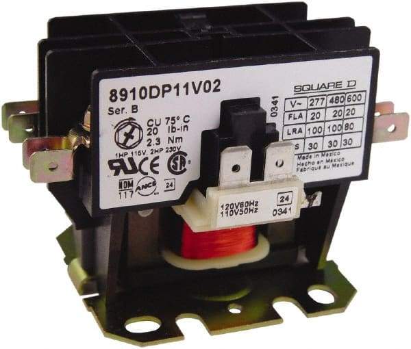 Square D - 2 Pole, 20 Amp Inductive Load, Definite Purpose Contactor - 30 Amp Resistive Rating - A1 Tooling