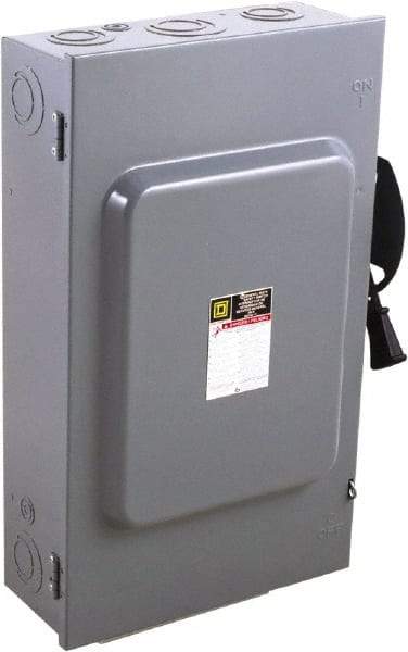 Square D - 200 Amp, 240 V, 3 Pole Fused Safety Switch - NEMA 1, 15 hp at 240 VAC (Single Phase), 60 hp at 240 VAC (Triple Phase), 3PST Contact Form - A1 Tooling