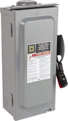 Square D - 60 Amp, 240 VAC, 250 VDC, 3 Pole Fused Safety Switch - NEMA 3R, 10 hp at 240 VAC, 10 hp at 250 VDC (Single Phase), 15 hp at 240 VAC, 10 hp at 250 VDC (Triple Phase), 3PST Contact Form - A1 Tooling