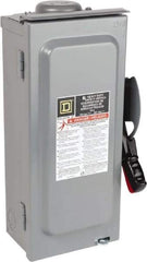 Square D - 30 Amp, 240 VAC, 250 VDC, 3 Pole Fused Safety Switch - NEMA 3R, 3 hp at 240 VAC (Single Phase), 7.5 hp at 240 VAC, 5 hp at 250 VDC (Triple Phase), 3PST Contact Form - A1 Tooling