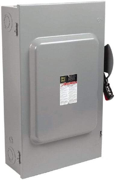 Square D - 200 Amp, 600 VAC/VDC, 3 Pole Nonfused Safety Switch - NEMA 1, 50 hp at 600 VAC, 50 hp at 600 VDC (Single Phase), 150 hp at 600 VAC, 50 hp at 600 VDC (Triple Phase), 3PST Contact Form - A1 Tooling