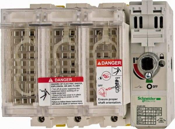 Schneider Electric - 3 Pole, 600 Volt, 30 Amp, Pressure Plate and DIN Rail Mount Fuse Holder - Compatible with J Class, 149mm Wide Fuse - A1 Tooling