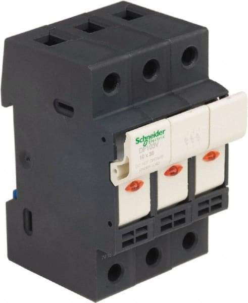 Schneider Electric - 3 Pole, 600 Volt, 32 Amp, DIN Rail Mount Fuse Holder - Compatible with 38mm Long x 52mm Wide and 10mm Diameter Fuse - A1 Tooling