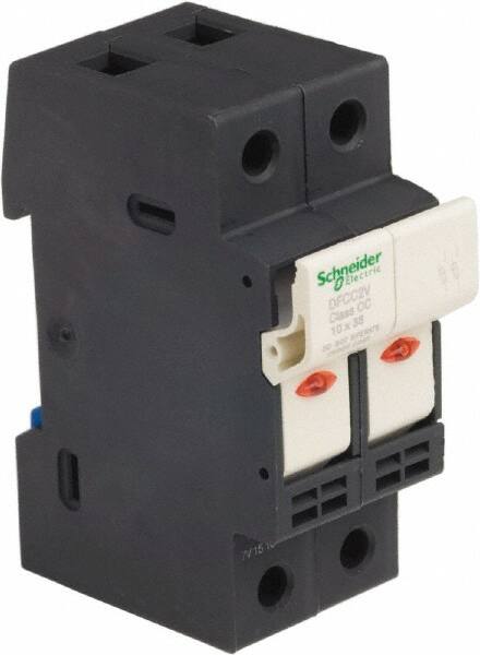 Schneider Electric - 2 Pole, 600 Volt, 30 Amp, DIN Rail Mount Fuse Holder - Compatible with CC Class, 35mm Wide Fuse - A1 Tooling