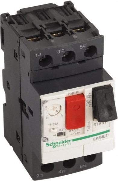 Schneider Electric - 23 Amp, 690 VAC at 50/60 Hz, 3 Pole, Bolt On, Clip Motor Circuit Breaker - Thermal Magnetic Trip, Multiple Breaking Capacity Ratings, 78mm Deep x 89mm High x 45mm Wide - A1 Tooling