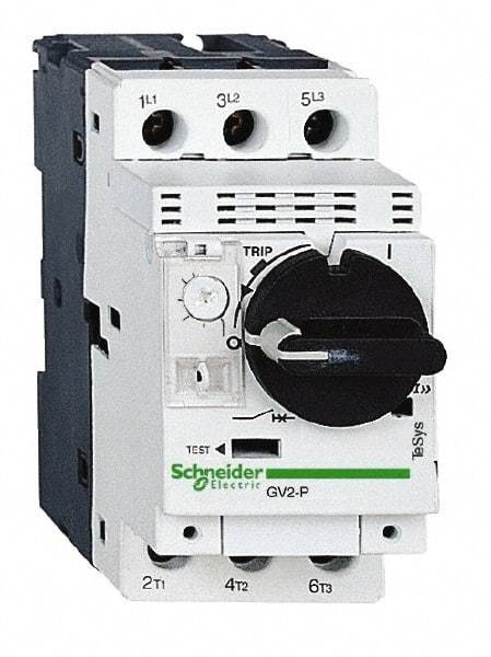 Schneider Electric - 32 Amp, 690 VAC at 50/60 Hz, 3 Pole, Bolt On, Clip Motor Circuit Breaker - Thermal Magnetic Trip, Multiple Breaking Capacity Ratings, 97mm Deep x 89mm High x 45mm Wide - A1 Tooling