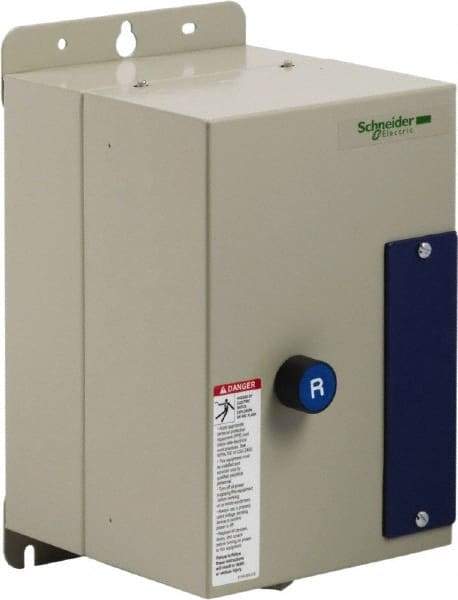 Schneider Electric - 9 Amp, 120 Coil VAC, Nonreversible Enclosed IEC Motor Starter - 1 Phase Hp: 0.3 at 120 VAC, 1 at 240 VAC, 3 Phase Hp: 2 at 208 VAC, 2 at 230 VAC, 5 at 460 VAC, 7.5 at 575 VAC - A1 Tooling