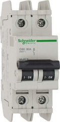 Schneider Electric - 30 Amp, 125 VDC, 240 VAC, 60 VDC, 1 Pole, DIN Rail Mount, Fixed Mount Miniature Circuit Breaker - Thermal Magnetic Trip, Multiple Breaking Capacity Ratings, 73mm Deep x 107mm High x 36mm Wide - A1 Tooling