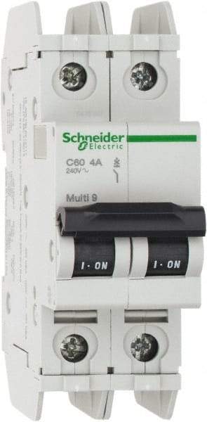 Schneider Electric - 4 Amp, 125 VDC, 240 VAC, 60 VDC, 1 Pole, DIN Rail Mount, Fixed Mount Miniature Circuit Breaker - Thermal Magnetic Trip, Multiple Breaking Capacity Ratings, 73mm Deep x 107mm High x 36mm Wide - A1 Tooling