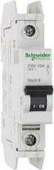 Schneider Electric - 10 Amp, 125 VDC, 240 VAC, 60 VDC, 1 Pole, DIN Rail Mount, Fixed Mount Miniature Circuit Breaker - Thermal Magnetic Trip, Multiple Breaking Capacity Ratings, 73mm Deep x 107mm High x 18mm Wide - A1 Tooling