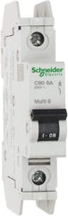 Schneider Electric - 8 Amp, 125 VDC, 240 VAC, 60 VDC, 1 Pole, DIN Rail Mount, Fixed Mount Miniature Circuit Breaker - Thermal Magnetic Trip, Multiple Breaking Capacity Ratings, 73mm Deep x 107mm High x 18mm Wide - A1 Tooling