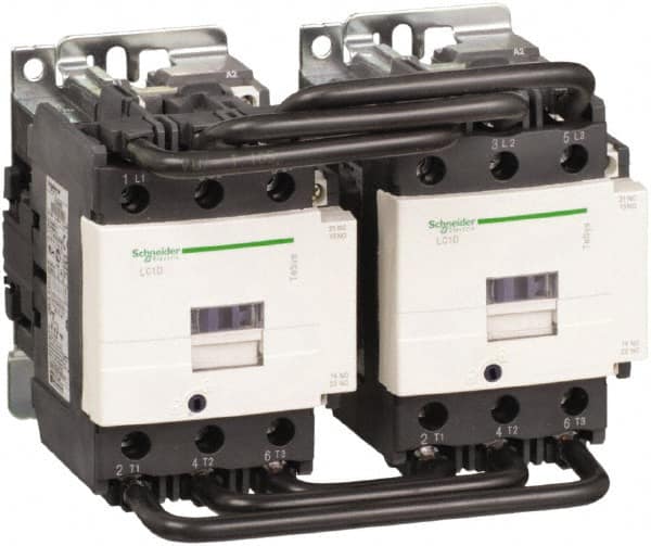 Schneider Electric - 3 Pole, 120 Coil VAC at 50/60 Hz, 80 Amp at 440 VAC, Reversible IEC Contactor - 1 Phase hp: 15 at 230/240 VAC, 7.5 at 115 VAC, 3 Phase hp: 20 at 200/208 VAC, 25 at 230/240 VAC, 60 at 460/480 VAC, 60 at 575/600 VAC - A1 Tooling