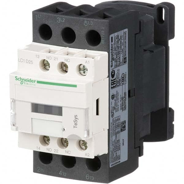 Schneider Electric - 3 Pole, 240 Coil VAC at 50/60 Hz, 25 Amp at 440 VAC and 40 Amp at 440 VAC, Nonreversible IEC Contactor - Exact Industrial Supply