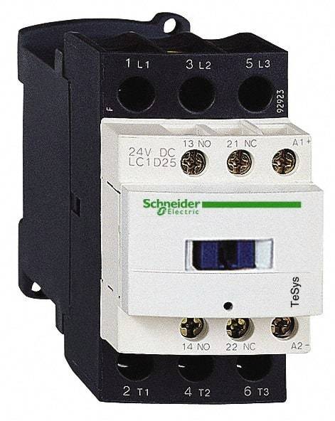 Schneider Electric - 3 Pole, 24 Coil VAC at 50/60 Hz, 25 Amp at 440 VAC and 40 Amp at 440 VAC, Nonreversible IEC Contactor - 1 Phase hp: 2 at 115 VAC, 3 at 230/240 VAC, 3 Phase hp: 15 at 460/480 VAC, 20 at 575/600 VAC, 5 at 200/208 VAC, 7.5 at 230/240 VAC - A1 Tooling