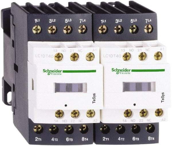 Schneider Electric - 3 Pole, 120 Coil VAC at 50/60 Hz, 40 Amp at 440 VAC, Reversible IEC Contactor - 1 Phase hp: 3 at 115 VAC, 5 at 230/240 VAC, 3 Phase hp: 10 at 200/208 VAC, 10 at 230/240 VAC, 30 at 460/480 VAC, 30 at 575/600 VAC - A1 Tooling