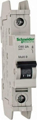 Schneider Electric - 2 Amp, 125 VDC, 240 VAC, 60 VDC, 1 Pole, DIN Rail Mount, Fixed Mount Miniature Circuit Breaker - Thermal Magnetic Trip, Multiple Breaking Capacity Ratings, 73mm Deep x 107mm High x 18mm Wide - A1 Tooling