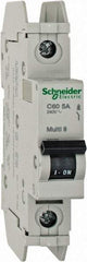 Schneider Electric - 5 Amp, 125 VDC, 240 VAC, 60 VDC, 1 Pole, DIN Rail Mount, Fixed Mount Miniature Circuit Breaker - Thermal Magnetic Trip, Multiple Breaking Capacity Ratings, 73mm Deep x 107mm High x 18mm Wide - A1 Tooling