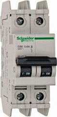 Schneider Electric - 0.50 Amp, 125 VDC, 240 VAC, 60 VDC, 1 Pole, DIN Rail Mount, Fixed Mount Miniature Circuit Breaker - Thermal Magnetic Trip, Multiple Breaking Capacity Ratings, 73mm Deep x 107mm High x 36mm Wide - A1 Tooling