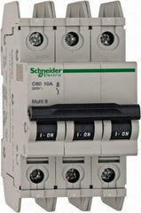 Schneider Electric - 10 Amp, 125 VDC, 240 VAC, 60 VDC, 3 Pole, DIN Rail Mount, Fixed Mount Miniature Circuit Breaker - Thermal Magnetic Trip, Multiple Breaking Capacity Ratings, 73mm Deep x 107mm High x 54mm Wide - A1 Tooling