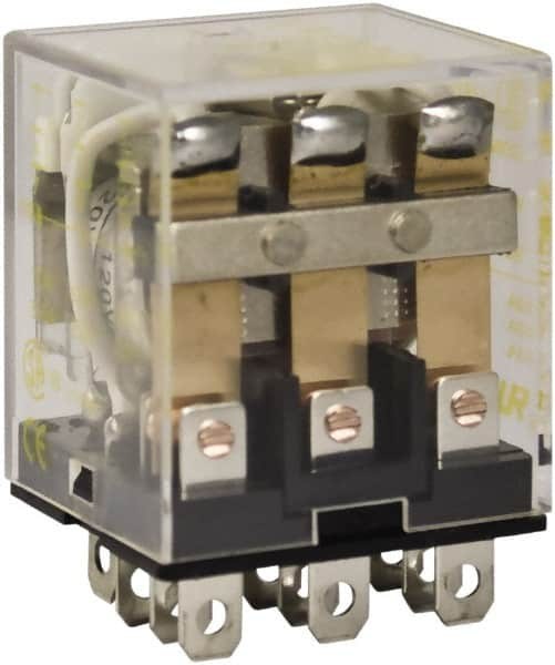 Square D - 1/2 hp at 120 Volt & 3/4 hp at 240 Volt, Electromechanical Plug-in General Purpose Relay - 10 Amp at 250 VAC, 3PDT, 120 VAC at 50/60 Hz - A1 Tooling