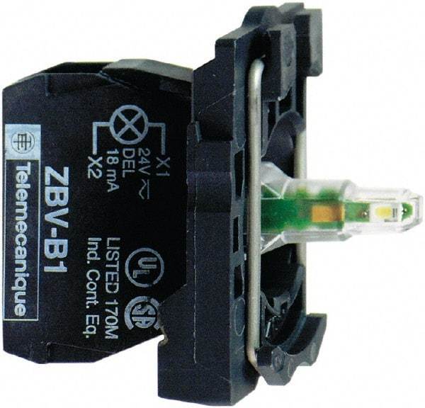 Schneider Electric - 24 VAC/VDC at 50/60 Hz Green Lens LED Indicating Light - Screw Clamp Connector, Electromagnetic Field Resistant, Electrostatic Discharge Resistant, Vibration Resistant - A1 Tooling