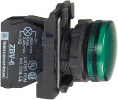 Schneider Electric - 250 V Green Lens LED Pilot Light - Round Lens, Screw Clamp Connector, 30mm Wide, Vibration Resistant, Water Resistant - A1 Tooling