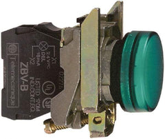 Schneider Electric - 110-120 VAC at 50/60 Hz Green Lens LED Pilot Light - Round Lens, Screw Clamp Connector, 30mm Wide, Vibration Resistant, Water Resistant - A1 Tooling