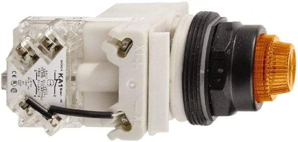 Schneider Electric - 120 V Orange Lens LED Press-to-Test Indicating Light - Octagonal Lens, Screw Clamp Connector, Vibration Resistant - A1 Tooling