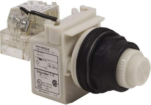 Schneider Electric - 120 V White Lens LED Press-to-Test Indicating Light - Round Lens, Screw Clamp Connector, Corrosion Resistant, Dust Resistant, Oil Resistant - A1 Tooling