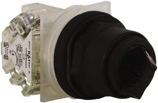 Schneider Electric - 30mm Mount Hole, 2 Position, Knob and Pushbutton Operated, Selector Switch - Black, Maintained (MA), Anticorrosive, Weatherproof, Dust and Oil Resistant - A1 Tooling