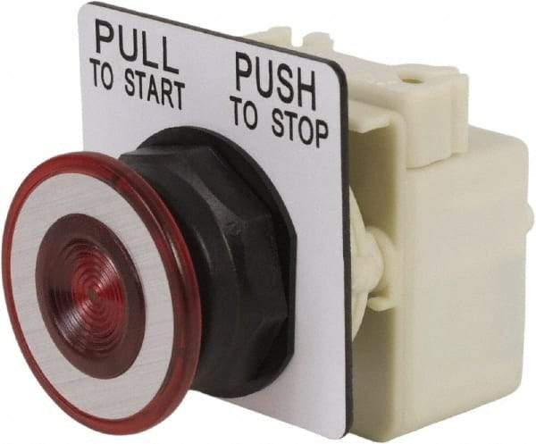 Schneider Electric - 30mm Mount Hole, Extended Straight, Pushbutton Switch Only - Red Pushbutton, Maintained (MA) - A1 Tooling