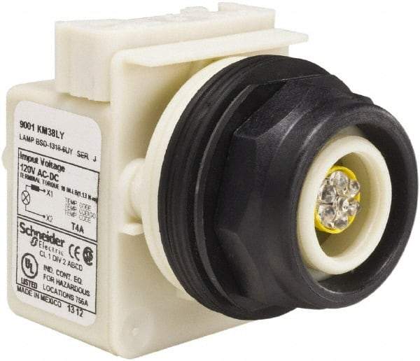 Schneider Electric - 120 V LED Indicating Light - Round Lens, Screw Clamp Connector, Corrosion Resistant, Dust Resistant, Oil Resistant - A1 Tooling