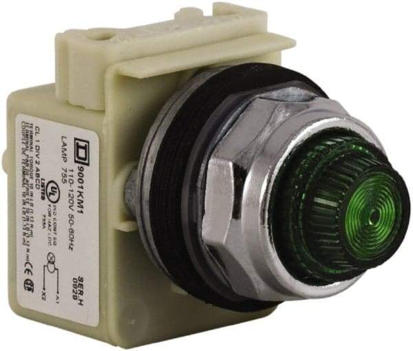 Schneider Electric - 120 VAC Green Lens Indicating Light - Screw Clamp Connector - A1 Tooling