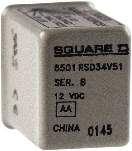 Square D - Electromechanical Plug-in General Purpose Relay - 5 Amp at 240 VAC, 4PDT, 12 VDC - A1 Tooling