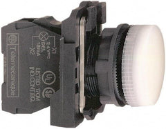 Schneider Electric - 110-120 VAC at 50/60 Hz White Lens LED Pilot Light - Round Lens, Screw Clamp Connector, 30mm Wide, Vibration Resistant, Water Resistant - A1 Tooling