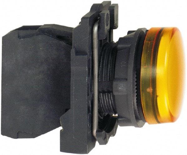 Schneider Electric - 24 VAC/VDC at 50/60 Hz Orange Lens LED Pilot Light - Round Lens, Screw Clamp Connector, 30mm Wide, Vibration Resistant, Water Resistant - A1 Tooling