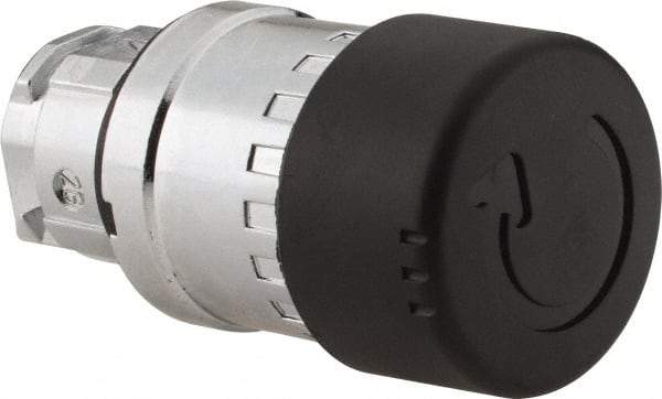 Schneider Electric - 22mm Mount Hole, Extended Mushroom Head, Pushbutton Switch Only - Round, Black Pushbutton, Nonilluminated, Maintained (MA) - A1 Tooling