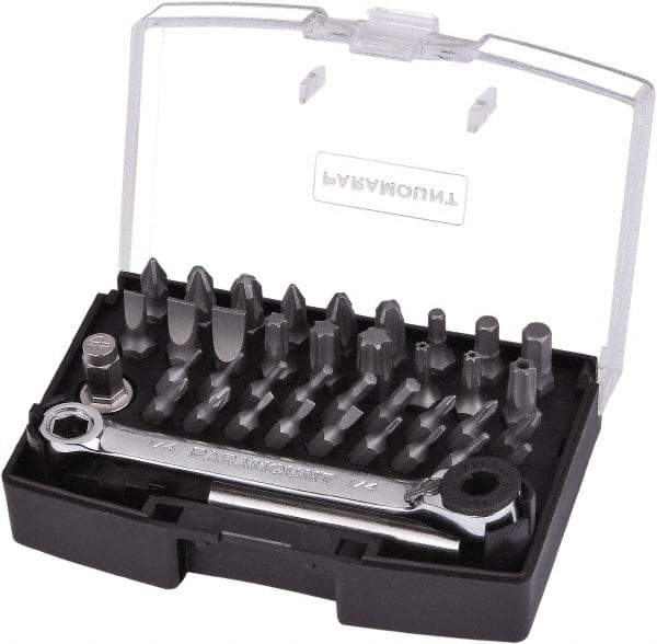 Paramount - 39 Piece, Screwdriver Bit Set - #000 to #3 Phillips, 0.7 to 5mm Hex, T4 to T40 & IP10 to IP27 Torx, #0 to #3 Pozidriv - A1 Tooling