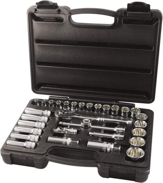 Paramount - 31 Piece 3/8" Drive Chrome Finish Socket Set - 12 Points, 1/4" to 1" Range, Inch Measurement Standard - A1 Tooling