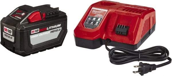 Milwaukee Tool - 18 Volt Lithium-Ion Power Tool Battery - 12 Ahr Capacity, 2 hr Charge Time, Series M18 RED - A1 Tooling