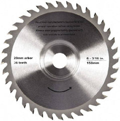 QEP - 6-3/16" Diam, 20mm Arbor Hole Diam, 36 Tooth Wet & Dry Cut Saw Blade - Tungsten Carbide-Tipped, Crosscut Action, Standard Round Arbor - A1 Tooling