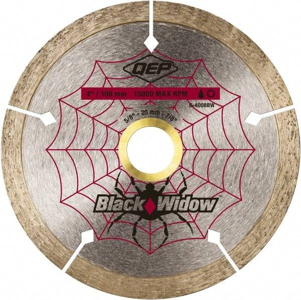 QEP - 4" Diam, 5/8" Arbor Hole Diam, Wet & Dry Cut Saw Blade - Diamond-Tipped, Smooth Action, Standard Round Arbor - A1 Tooling