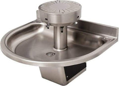 Acorn Engineering - Semi-Circular, Infrared Sensor, Wall Outlet Drain, 38" Diam, 3 Person Capacity, Stainless Steel, Wash Fountain - 0.5 GPM - A1 Tooling