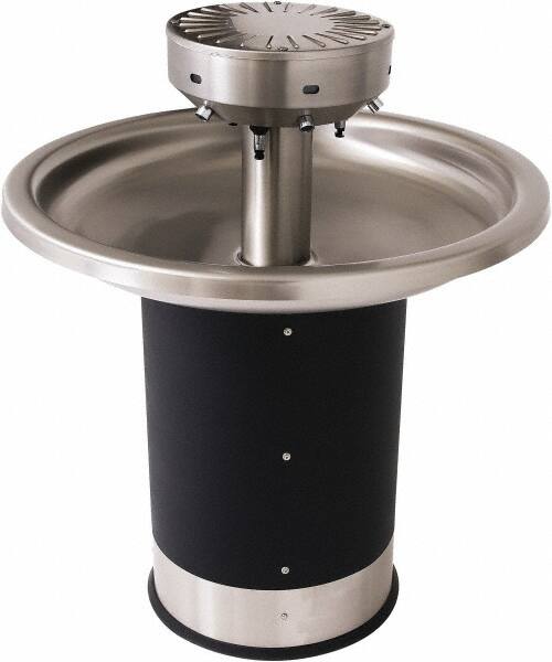 Acorn Engineering - Circular, Infrared Sensor, Floor Outlet Drain, 38-1/4" Diam, 6 Person Capacity, Stainless Steel & Vinylclad Galvanized Steel, Wash Fountain - 0.5 GPM - A1 Tooling