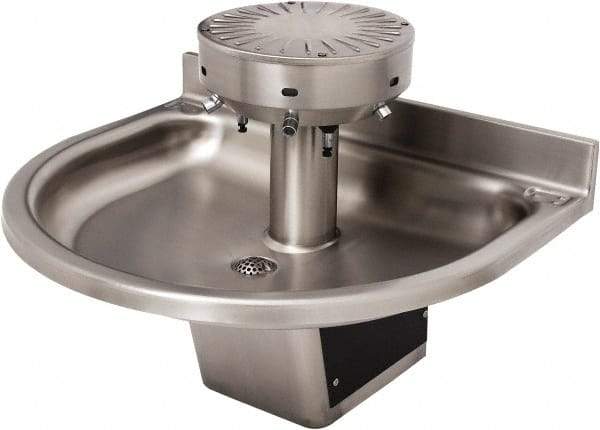 Acorn Engineering - Semi-Circular, Infrared Sensor, Wall Outlet Drain, 38" Diam, 4 Person Capacity, Stainless Steel, Wash Fountain - 0.5 GPM - A1 Tooling