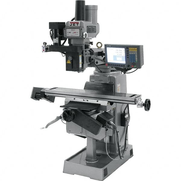 Jet - 9" Table Width x 49" Table Length, Variable Speed Pulley Control, 3 Phase Knee Milling Machine - R8 Spindle Taper, 2 hp - A1 Tooling