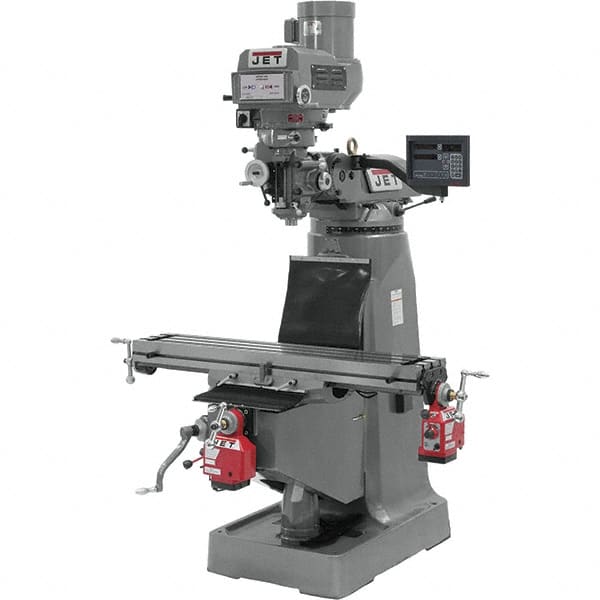 Jet - 9" Table Width x 49" Table Length, Variable Speed Pulley Control, 3 Phase Knee Milling Machine - R8 Spindle Taper, 3 hp - A1 Tooling