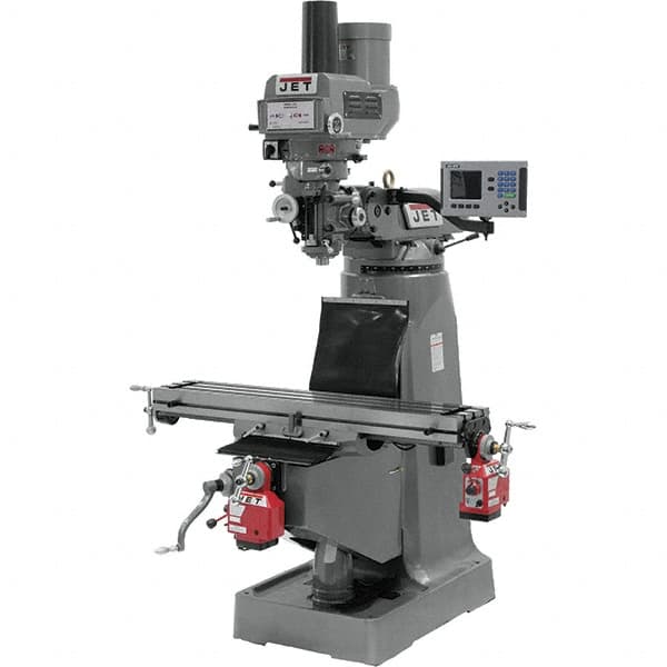 Jet - 9" Table Width x 49" Table Length, Variable Speed Pulley Control, 3 Phase Knee Milling Machine - R8 Spindle Taper, 3 hp - A1 Tooling