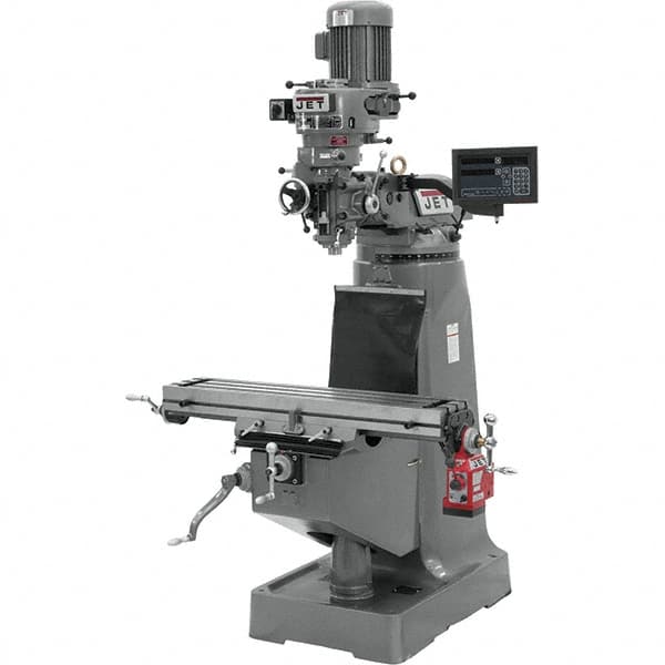 Jet - 9" Table Width x 42" Table Length, Variable Speed Pulley Control, 1 Phase Knee Milling Machine - R8 Spindle Taper, 2 hp - A1 Tooling